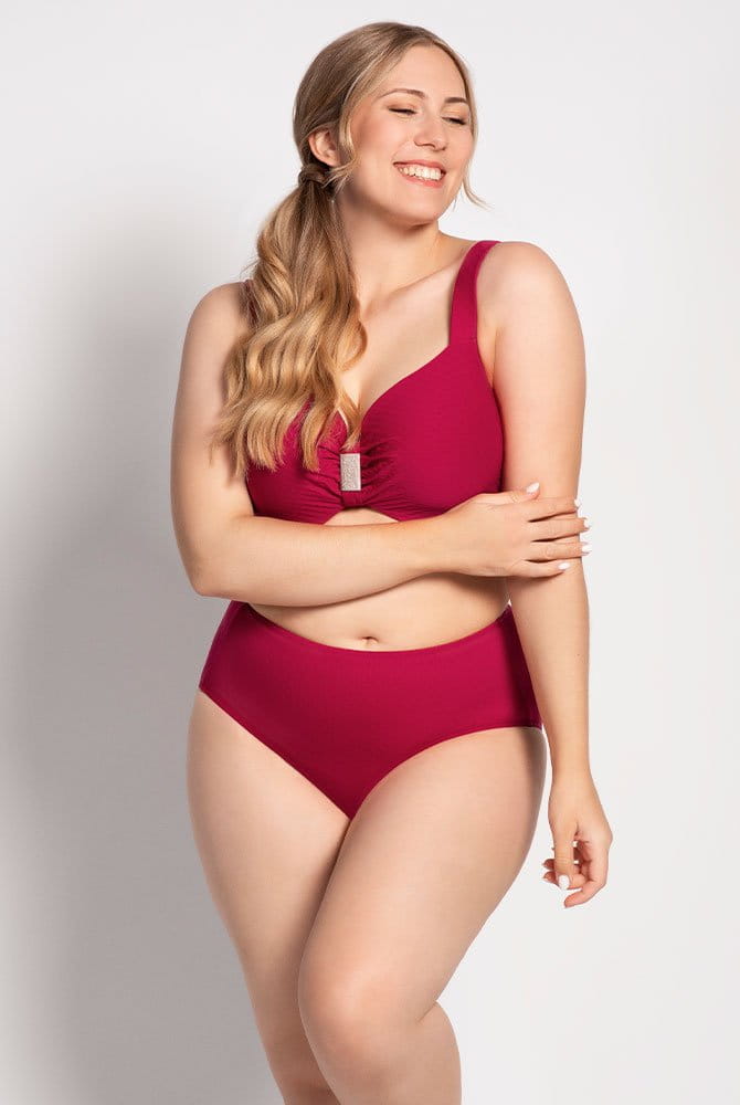 ULLA Hoher Bikini-Slip St. Tropez 9132 brombeer mit Bikini-Oberteil