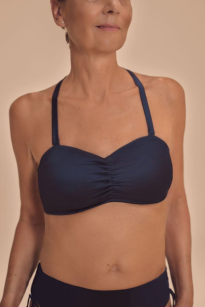 Amoena Prothesen-Bikini-Oberteil Lazio SBB 71815 dunkelblau - Vorderansicht mit Schulterträgern
