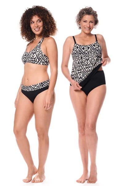 Amoena Bikinihose Salta 71783 schwarz-weiß mit Bikini-Oberteil und Tankini-Top (separat erhältlich)