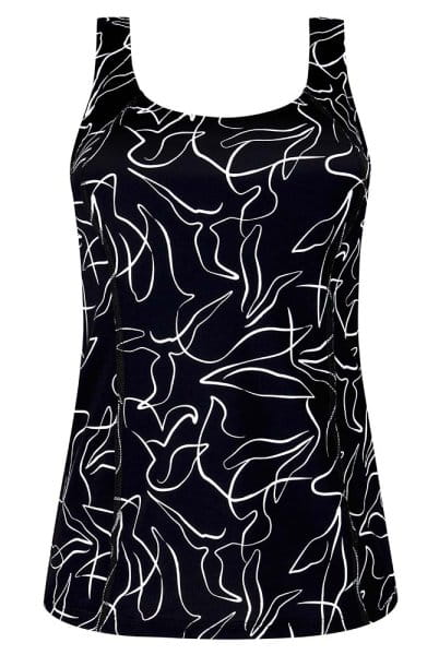 Amoena CuraLymph Prothesen-Tankini-Oberteil Lagos schwarz/weiß 71787 - Vorderansicht