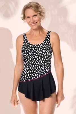 Amoena Prothesen-Badeanzug Manila Sarong 71657 schwarz/weiß - Vorderansicht