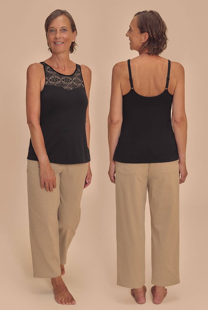 AMOENA Prothesen-Top Summer 44924 schwarz - Vorder- und Rückansicht