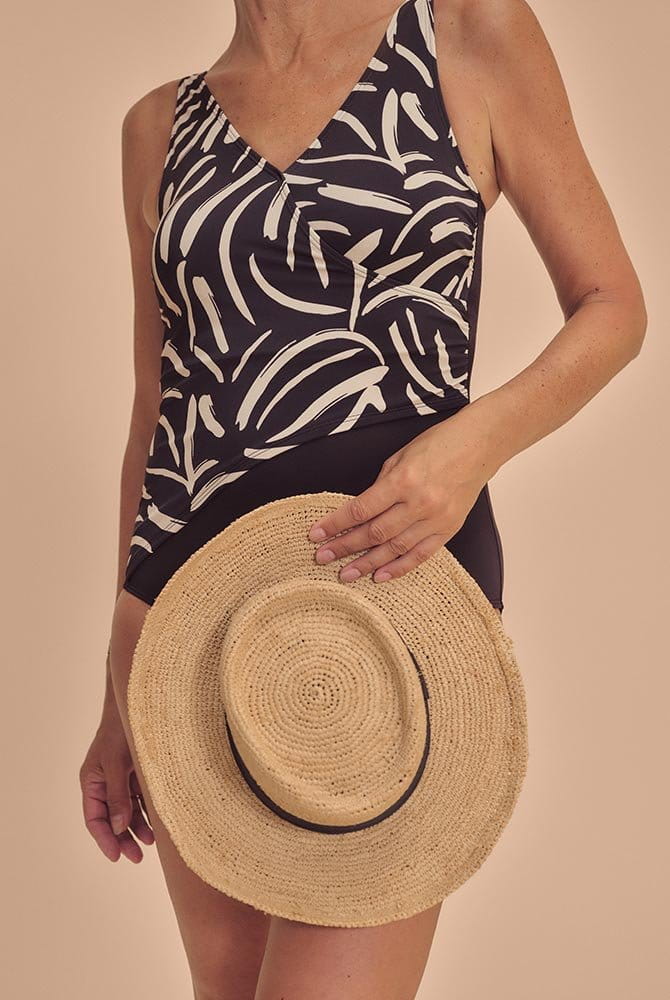 Amoena Prothesen-Badeanzug Turin FB 71793 schwarz/quarzsand - Nahansicht Vorderseite