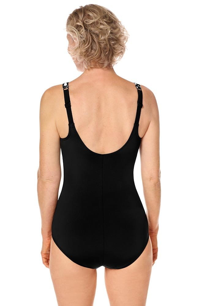Amoena Prothesen-Badeanzug Manila Sarong 71657 schwarz/weiß - Rückansicht
