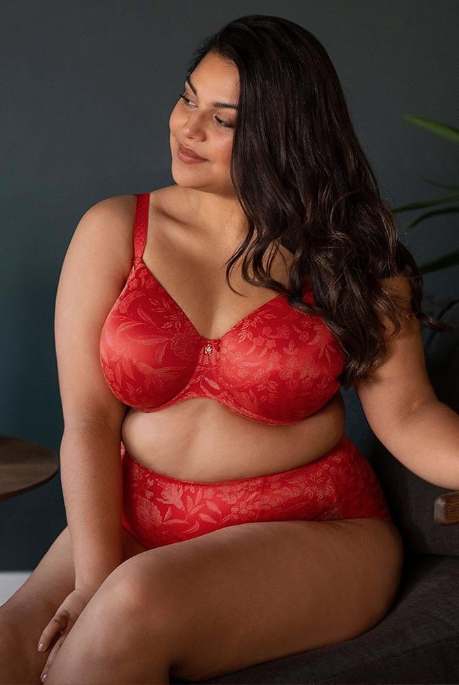 Ulla BH Jasmin gemoldet 2720 mohnrot mit Taillenslip