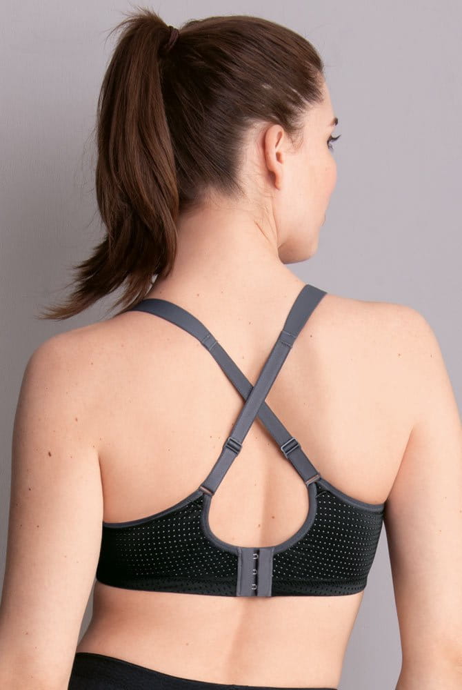 Anita active Sport-BH performance wireX 5599 schwarz/anthrazit - Rückansicht mit gekreuzten Trägern