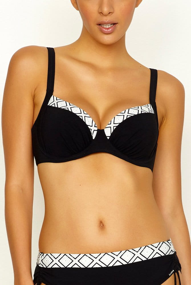 Lidea - Bikini-Oberteil Shiny Honeycomb - schwarz-weiß