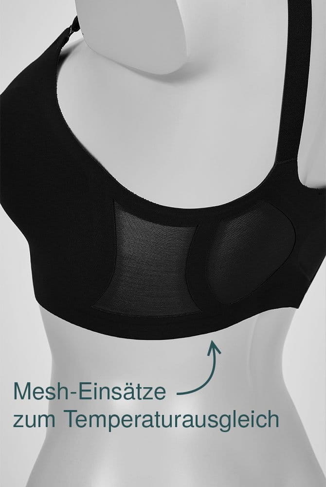 Amoena Prothesen-BH Jackie SB FC mit Vorderverschluss 45105 schwarz – Mesh-Einsätze im Rückenteil