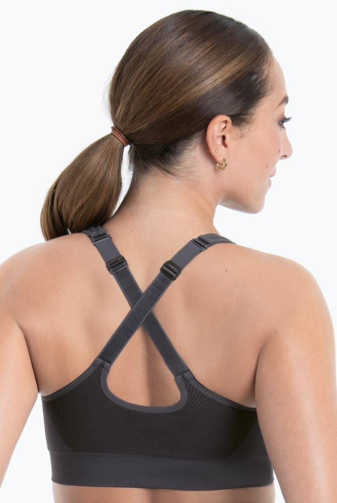 Anita Active Sport-Top EasyMove Zip 5511 carbon grey - Rückansicht mit gekreuzten Trägern