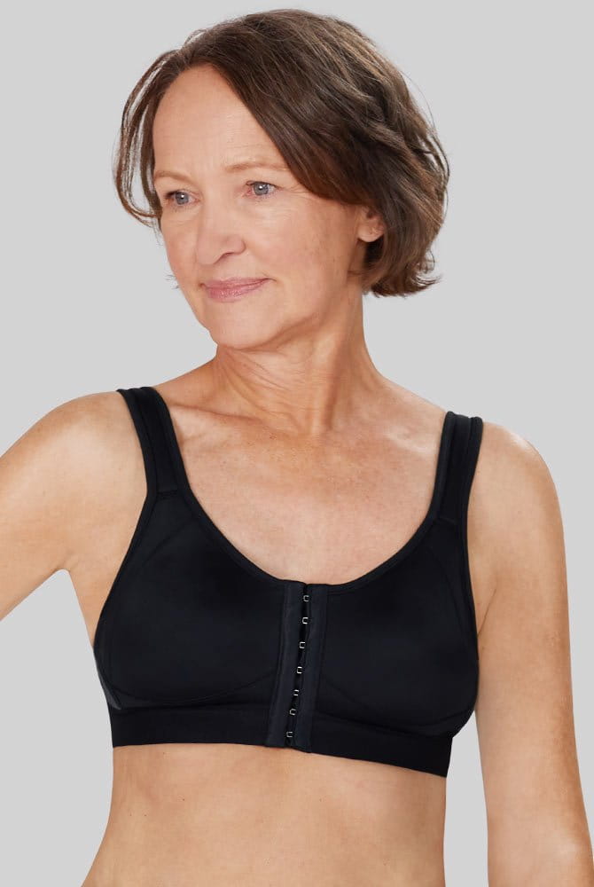 Amoena Erstversorgungs-BH Ester 42577 schwarz/grau - Vorderansicht