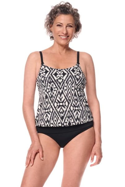 Amoena Prothesen-Tankini-Oberteil Salta BL 71781 schwarz-weiß mit Bikinihose Salta (separat erhältlich)
