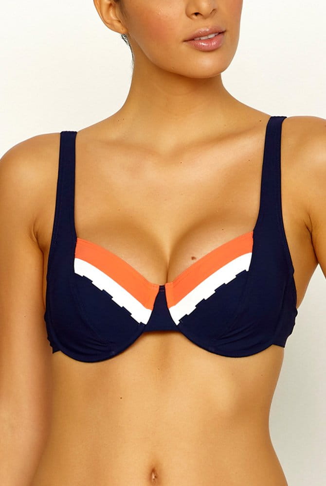 Lidea - Bikini-Oberteil Orange Wrap - Blau-Weiß-Orange