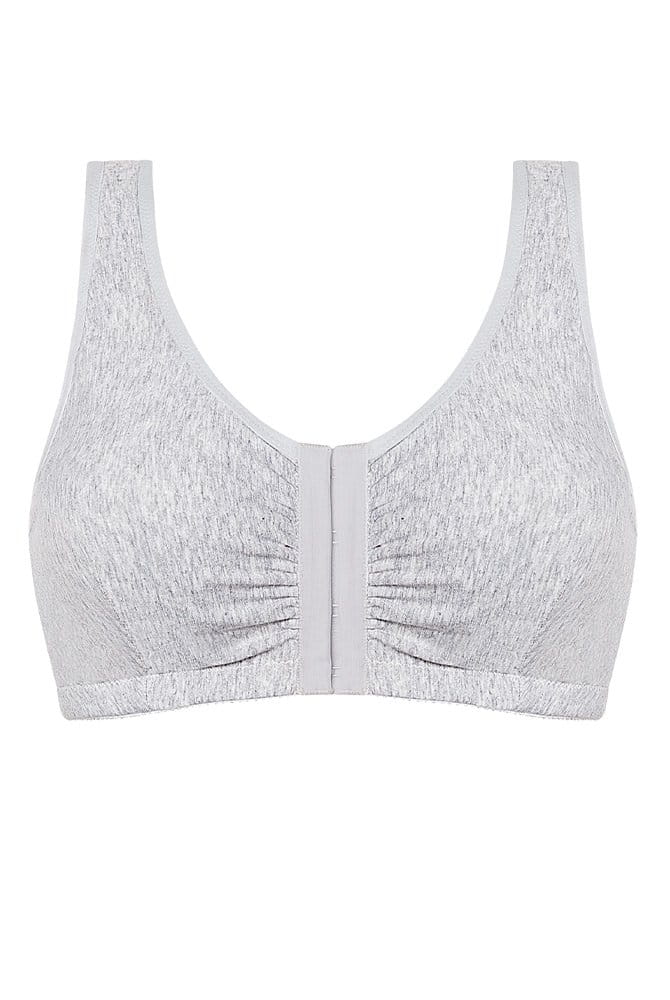 Amoena Prothesen-BH Fleur Soft 44695 mit Vorderverschluss in Grau in der Vorderansicht
