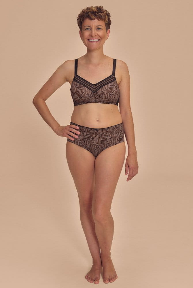 Amoena Panty Brooke 45128 black/café mit Prothesen-BH (separat erhältlich)