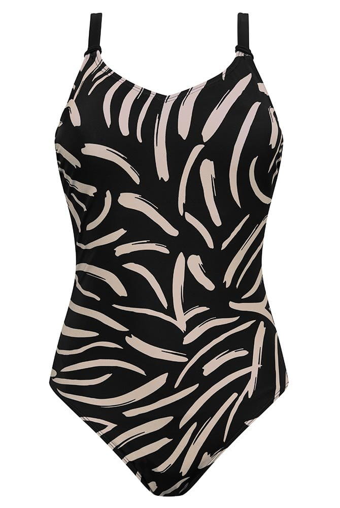 Amoena Prothesen-Badeanzug Turin OP 71792 schwarz/quarzsand - Vorderansicht