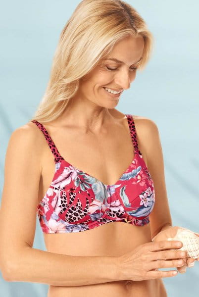 AMOENA Prothesen-Bikini-Oberteil Cozumel WB 71717 deep pink/multi - Vorderansicht