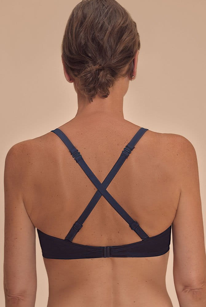 Amoena Prothesen-Bikini-Oberteil Lazio SBB 71815 dunkelblau - Rückansicht mit gekreuzten Trägern