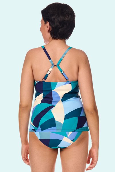 Amoena Prothesen-Tankini-Oberteil Lisbon 71753 - Rückansicht mit verbundenen Trägern