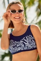 Anita Care Prothesen-Bikini-Top Toliara Flower Dots 6568-1 marine-weiß