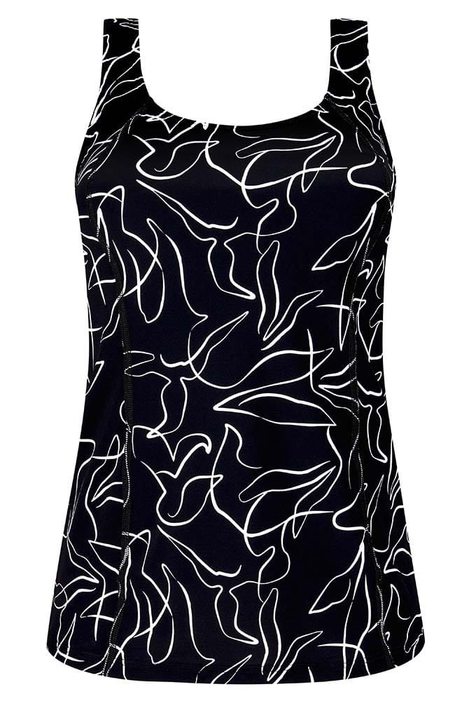 Amoena CuraLymph Prothesen-Tankini-Oberteil Lagos schwarz/weiß 71787 - Vorderansicht