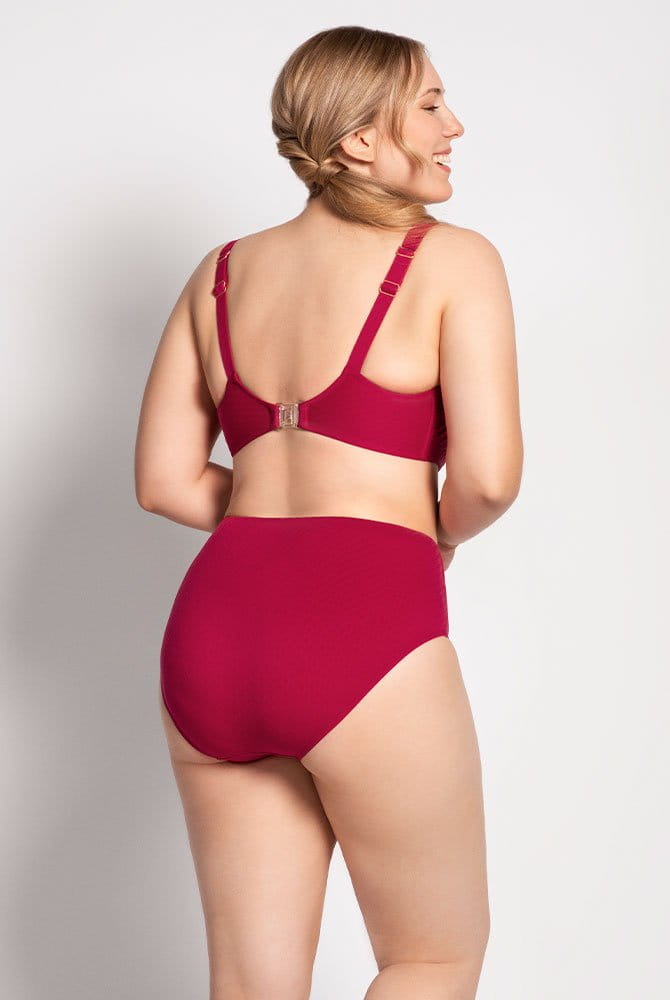 ULLA Hoher Bikini-Slip St. Tropez 9132 brombeer mit Bikini-Oberteil - Rückansicht