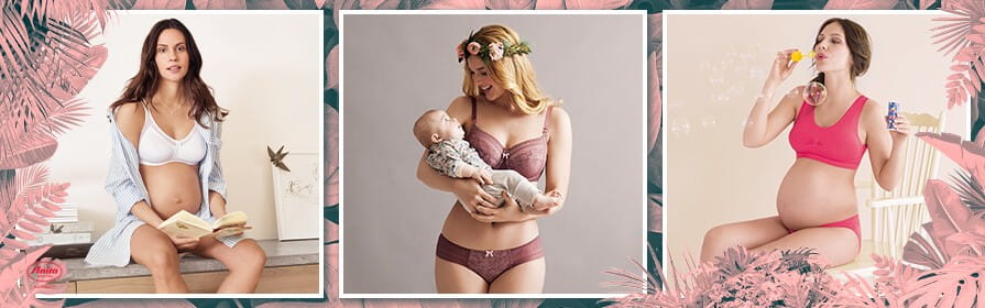 Zwei schwangere Frauen und eine junge Mutter in Schwangerschaftswäsche von Anita Maternity