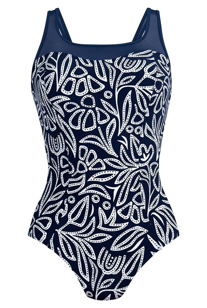 Anita Care Prothesen-Badeanzug Frascati Flower Dots 6238 marine-weiß